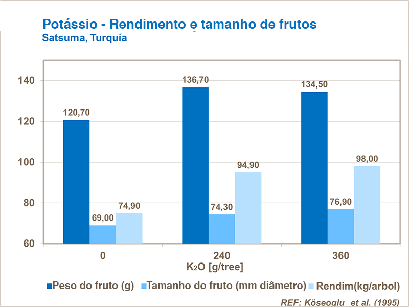 Potasio y el tama&ntilde;o de los frutos